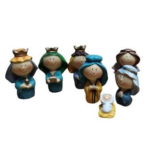 Mini Nativity Figurine Set 7pc Whimsical Resin Christmas Decor Small Set‎